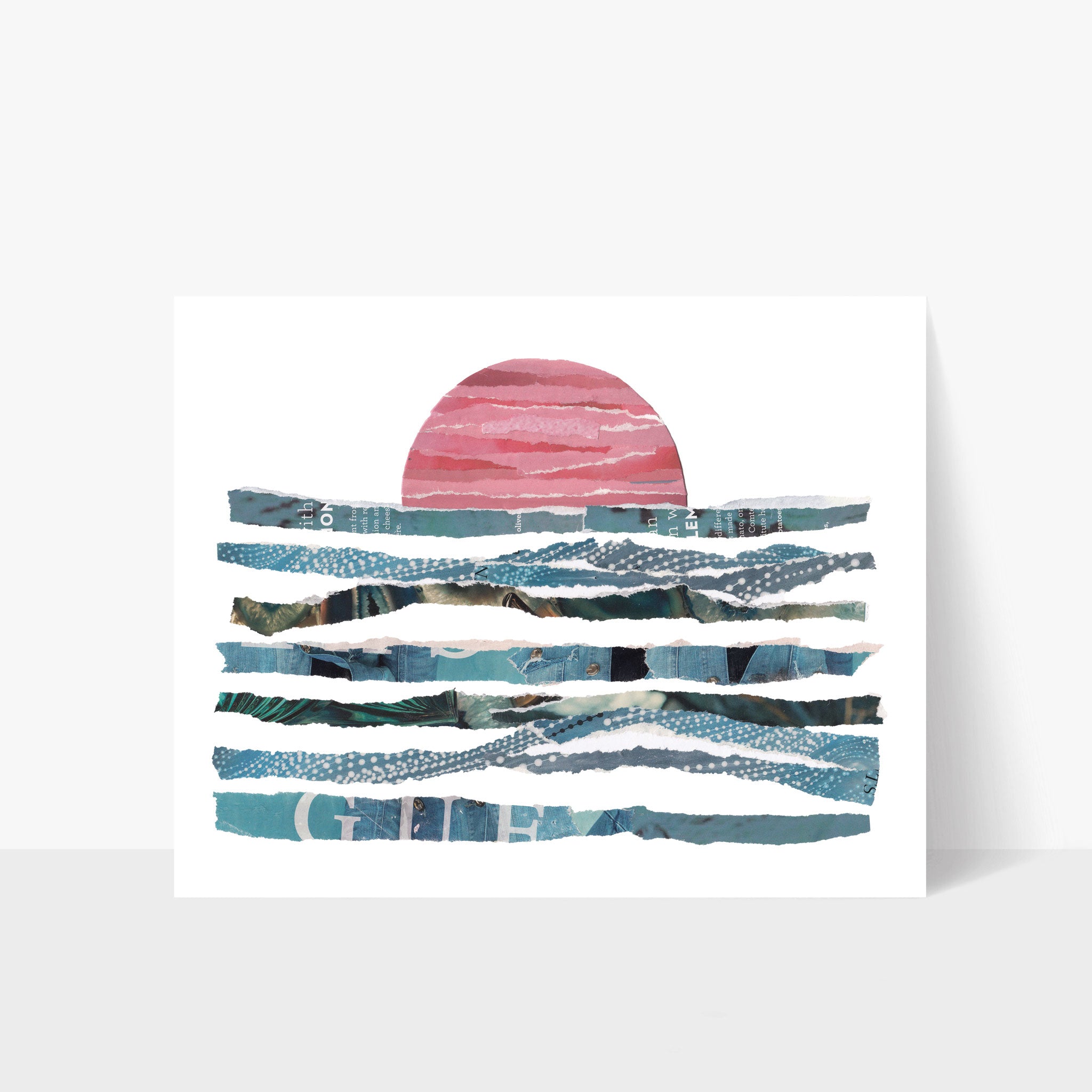 'Pink Sun' Collage Art Print